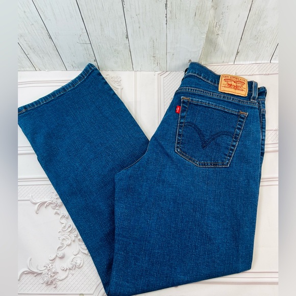 Vintage Levis 512 Perfectly Slimming Wide leg Womens Blue Denim Jeans size 14 - Picture 7 of 11